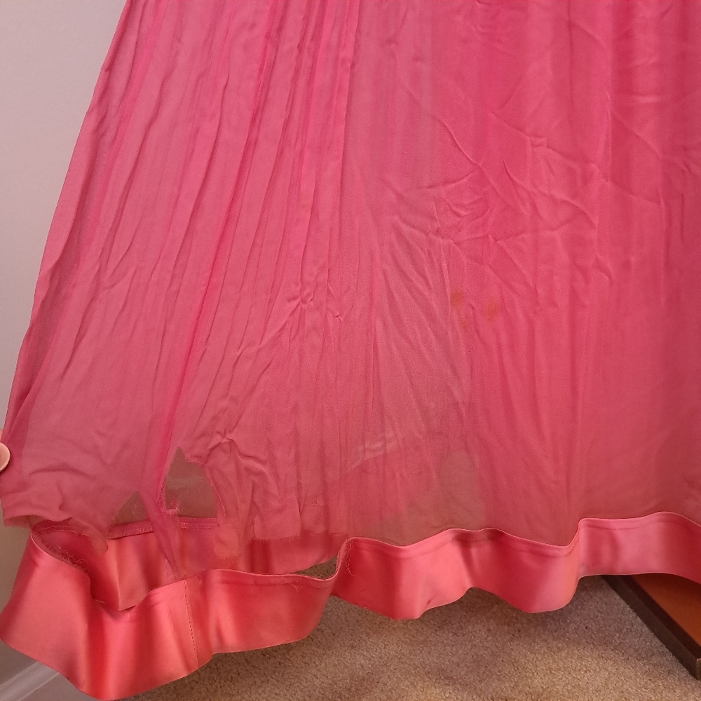 Vintage Pink 60's Silk Chiffon Sequin Gown Party Dress - Picture 10 of 13